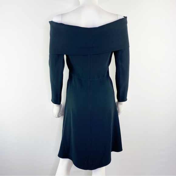 Theory Size 4 Navy Blue Off The Shoulder Elegant Mini Kensington Dress - Picture 6 of 8